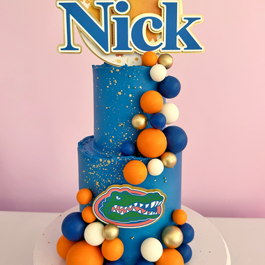Orange & Blue Graduation Cake