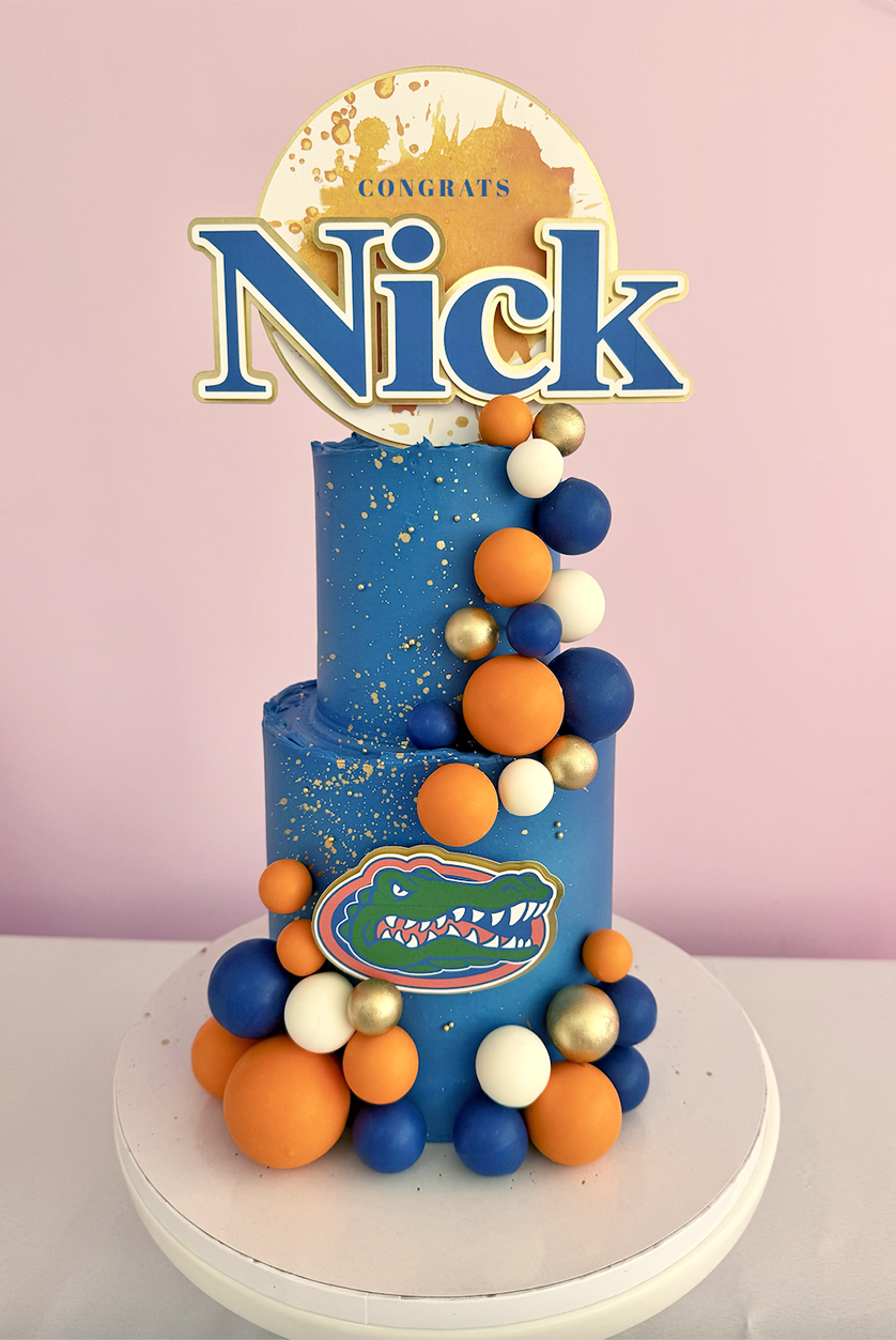 Orange & Blue Graduation Cake