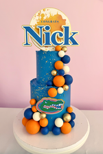 Orange & Blue Graduation Cake