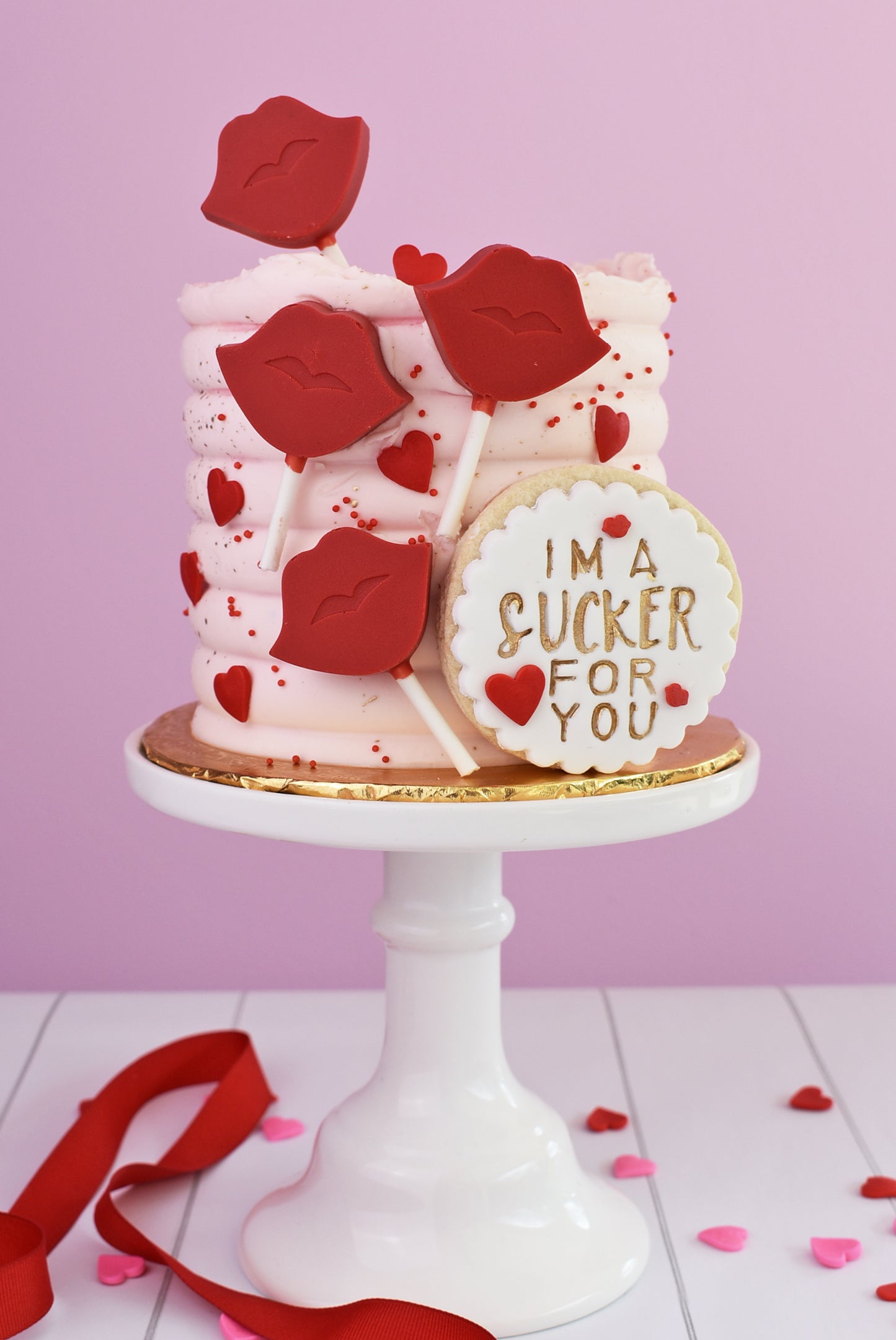 Valentine's sucker cake