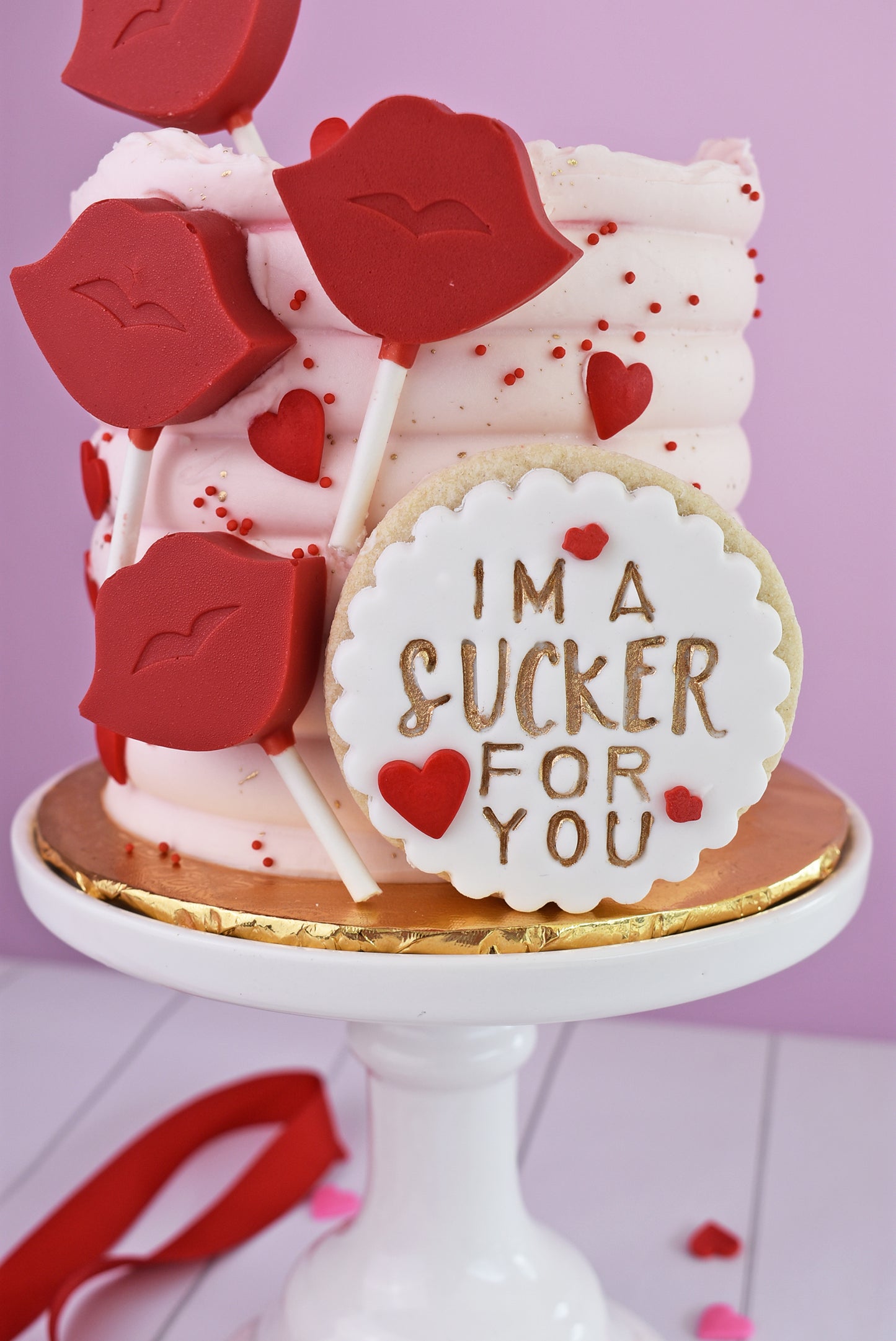 Valentine's sucker cake